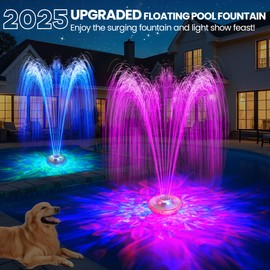 AearKing Upgraded Floating Pool Fountain, Pool Fountain with Lights, Above Ground Pool Water Fountains Pump with Anchor and Rope, Swimming Pool Fountains for Inground Pools-White-1pk