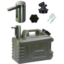 UPWOIGH Portable 5 Gallon Water Jug with Automatic Touch Control Pump, Truly Leak-Proof BPA-Free Water Container with Spigot, Type-C Rechargeable Military Green Water Pump Gear for Camping Hiking