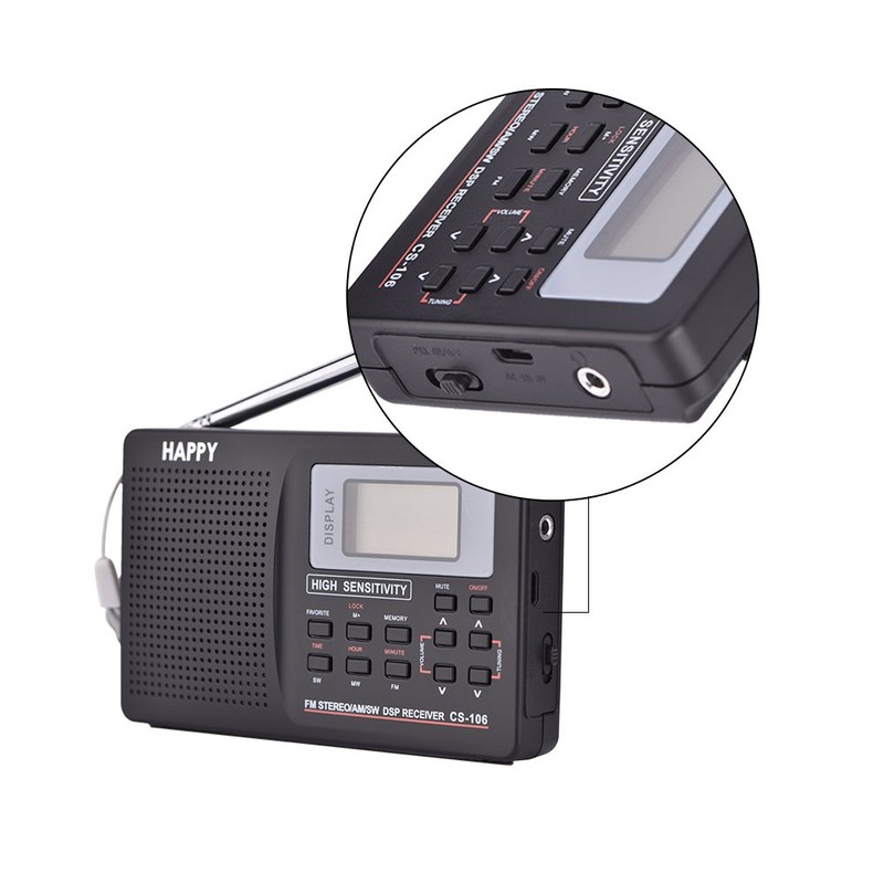 Portable FM/AM/SW/LW/TV Radio with Full Frequency Reception and Auto Backlight