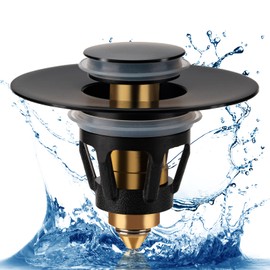 Three colors Bathroom Sink Stopper, 1.1-1.5" Bathroom Sink Strainer, Universal WashBasin Pop Up Drain Stopper, Bounce Core Push Type Sink Plug, Anti-Clogging, Stainless Steel (Matte Black,1PCS) | Three colors