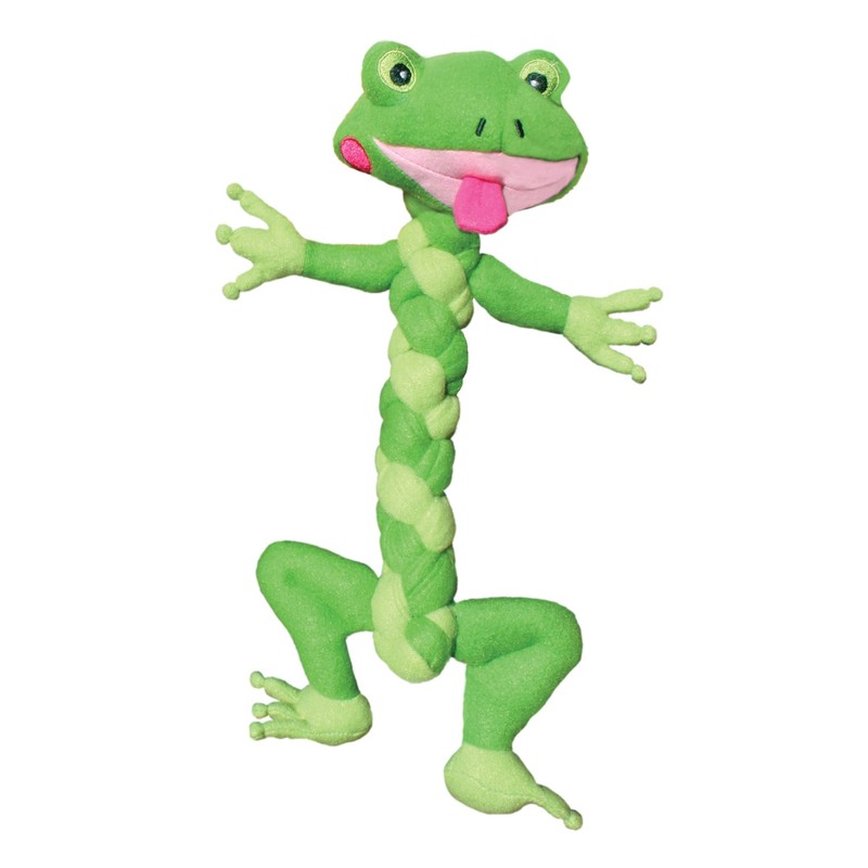 KONG BraidZ Frog Dog Toy, Medium (Colors Vary)