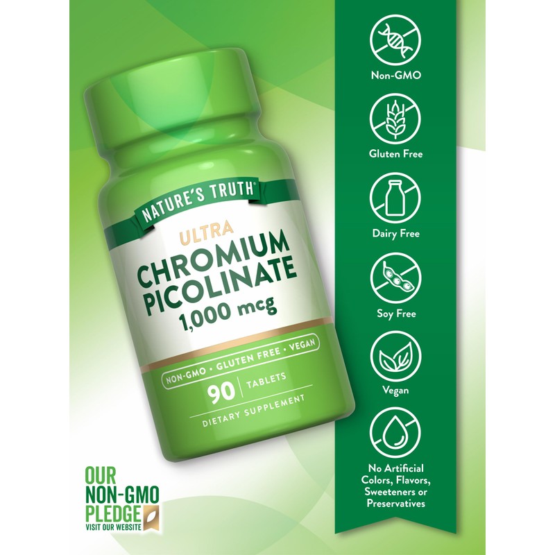 Nature's Truth Ultra Chromium Picolinate 1000mcg | 90 Tablets |