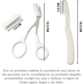 Perfilador Facial Blanco con Peine y Tijera Modelador para Cejas Bigote y Vello Facial Corte Preciso Diseño Ligero y Ergonómico Ideal para Hombres y Mujeres en Rutina de Estilo