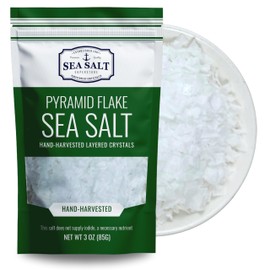 Flaky Sea Salt, Pyramid Flake Finishing, Gourmet Steak Salt, 3 oz Pouch