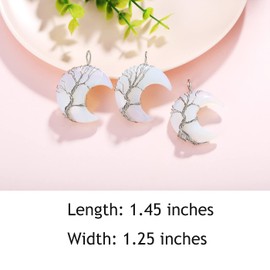 XIANNVXI Women's Necklace, Silver Chain, Crystals, Crescent Moon, Chains, Pendant, Crystal Chain, Tree of Life, Natural Energy Gemstones, Jewellery, Gift for Women, Crystal Stainless Steel, No