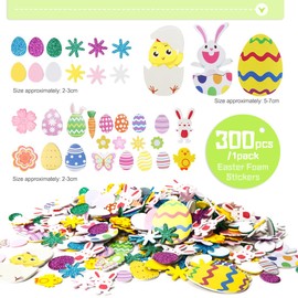 Wishstar 300 Pieces Foam Rubber Stickers Easter, Glitter Foam Stickers Children, Easter Craft Set, Foam Rubber Craft Set Children, Crafts Girls for Crafts Scrapbooking DIY Easter Decoration