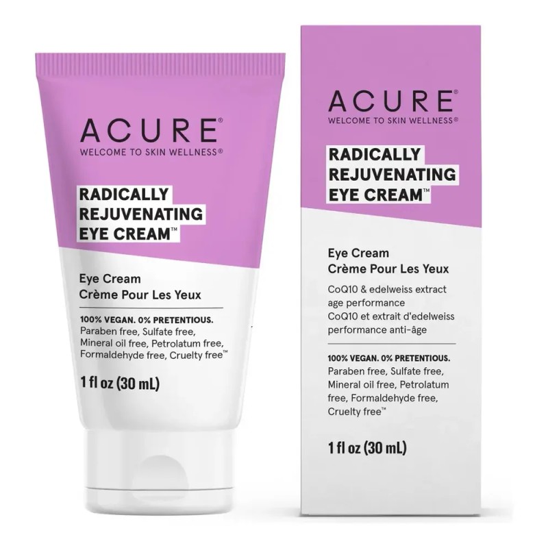 ACURE | Crema Rejuvenecedora para Contorno de Ojos, Desinflama y
