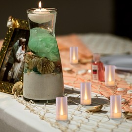 LANKER Flameless Candles, Battery Operated LED Pillar Candles, D1.5 x H3 inch, Flickering Warm White Long Flame-effect Light, Romantic Electronic Fake Votive Candles, Set of 12 (Warm White)