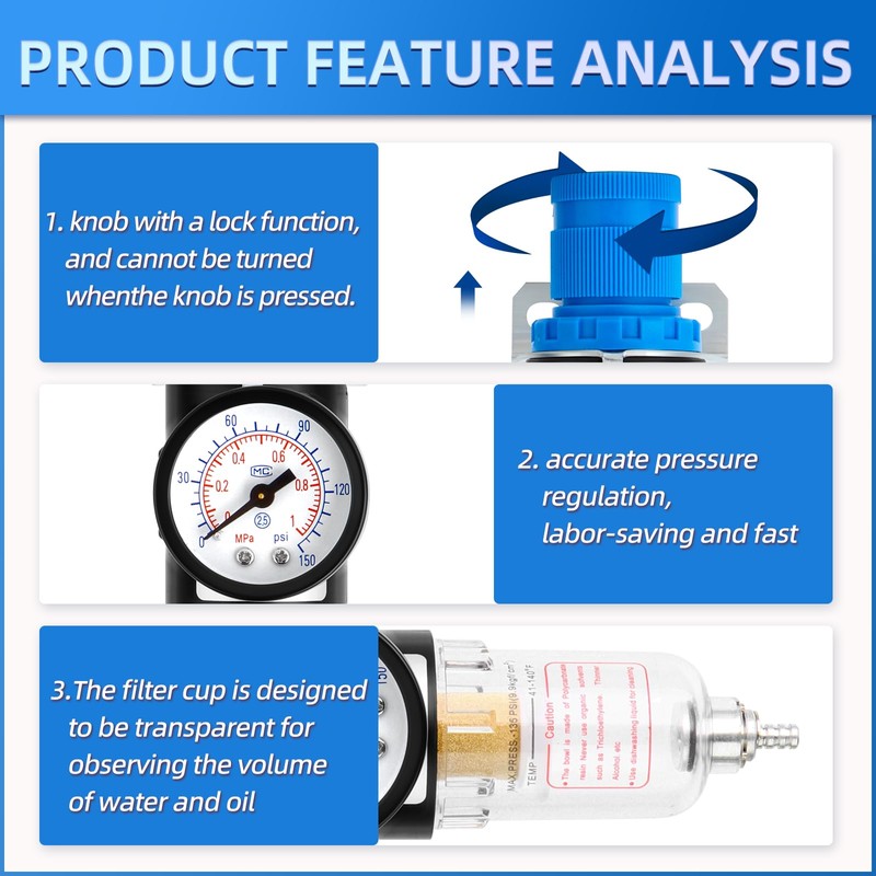 MEANLIN MEASURE Air Compressor Pressure Switch Control Valve 95-125 PSI