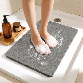 Joyhalo Shower Mat Bathtub Mat Non Slip, Bathmats Non Slip, Quick Drying Foot Scrubber Loofah Mats for Inside Shower, Tub, Bathroom, Home, 17 * 24inch, Grey