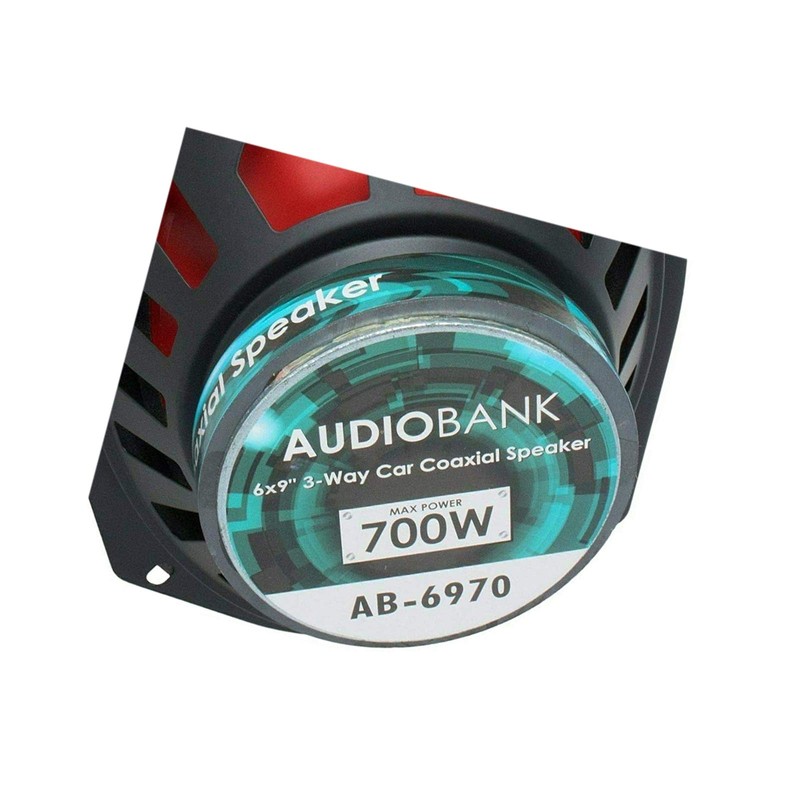 2 Audiobank 6x9 700 Watt 3-Way Red Car Audio Stereo