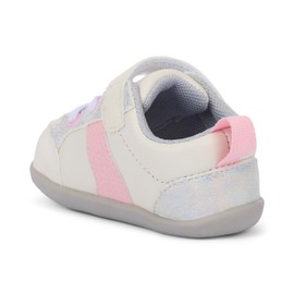 See Kai Run - Connor Mini First Walker Shoe for Infants, White/Pink, 4