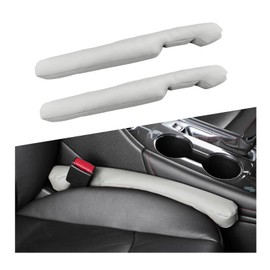 SHMZK 2 PCS Leather Car Seat Gap Filler, Auto Seat Blocker Organizer Fill The Gap Between Seat and Console, Universal Gap Filler Plug Stop Things from Dropping for Car SUV Truck (White)