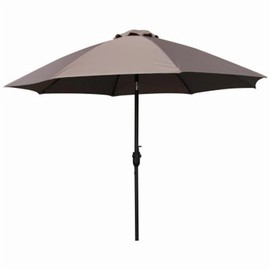 Four Seasons Courtyard 9 Foot Umbrella Sun Shade for Outdoor Patio Table, Deck, Outside Picnic, Pool & Beach with Push Button Tilt and Crank, Taupe