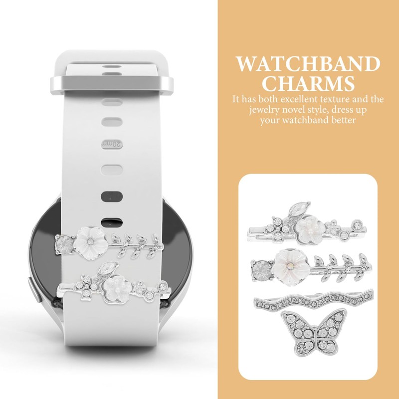KOMBIUDA 4pcs Watch Strap Charms Decorative Rings Loops for Bands