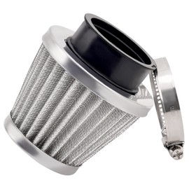 Road Passion Motorcycle Air Filter 1 x 42 mm High Performance Air Filter 42 mm Reqlable Clamp Double Layer Design Stainless Steel and Qaze Arqent Air Filter