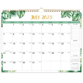 2025-2026 Calendar - Calendar 2025-2026 UK from Jul. 2025 - Dec. 2026, 37.6 x 29 cm, Large Ruled Blocks Perfect for Planning and Organizing, Green Leaf