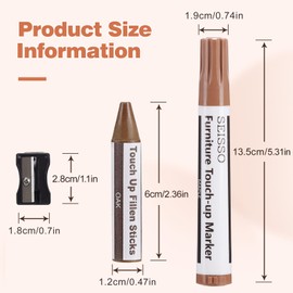 SEISSO Wood Repair Kit 6 Colours Repair Pens Furniture Repair Marker with Sharpener, Furniture Repair Kit for Small Holes or Scratches in Wooden Furniture