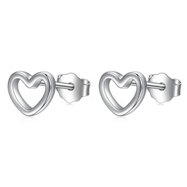 Rnivida 925 Sterling Silver Tiny Heart Stud Earrings for Women,Small Heart Shape Earrings | Mini Heart Stud Earrings for One or More Pierced Ears