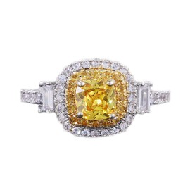 WDIYIEETN 925 Sterling Silver Full Shiny Yellow Citrine and White Topaz Cubic Zirconia Crystal Diamond Wedding Ring Jewelry for Women (8)