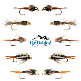The Fly Fishing Place Basics Collection - Tungsten Bead Head Nymph Assortment - 10 Wet Flies - 5 Patterns - Hook Sizes 10, 12, 14, 16