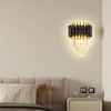 FRIXCHUR Crystal Wall Sconce Black Modern Lamp Mounted Light Fixture