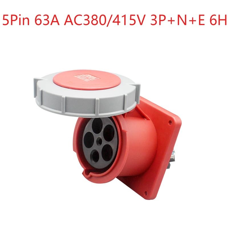 IEC 60309 Waterproof Industrial Connector Socket, 5Pin 63A 380V-415V 3P+E+N