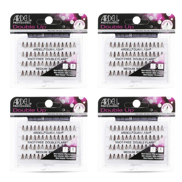 Ardell False Eyelashes Double Up Individuals Knot-Free Medium Brown 4 Pack
