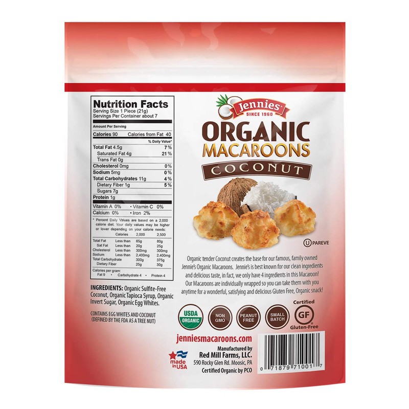 Jennies Organic Coconut Macaroons Variety Pack, 5.25oz | Coconut, Chocolate