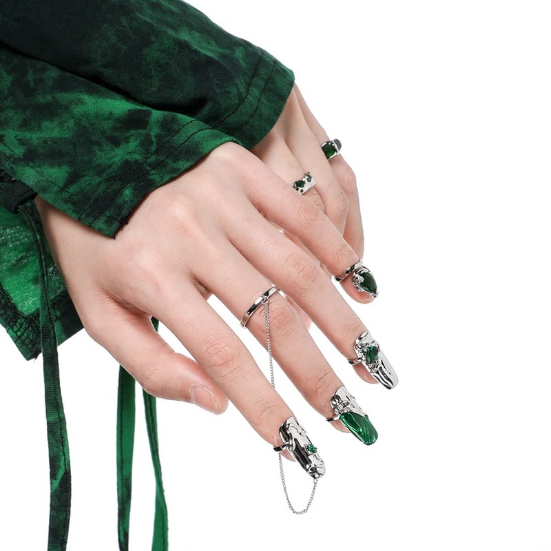 Women's Fingertip Nail Rings, Adjustable Opening Nail Art Charms Accessories,