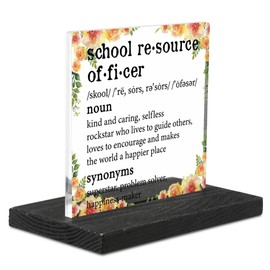 School Resource Officer Appreciation Gifts, Thank You Desk Sign with Floral Design, Retirement Gift for SRO Men Women, Inspirational Office Decor Acrylic Plaque for School Safety Officers YCT29