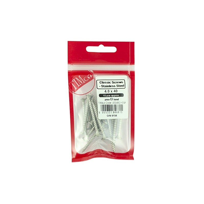 TIMCO Classic Multi-Purpose Countersunk A2 Stainless Steel Woodcrews - 4.0