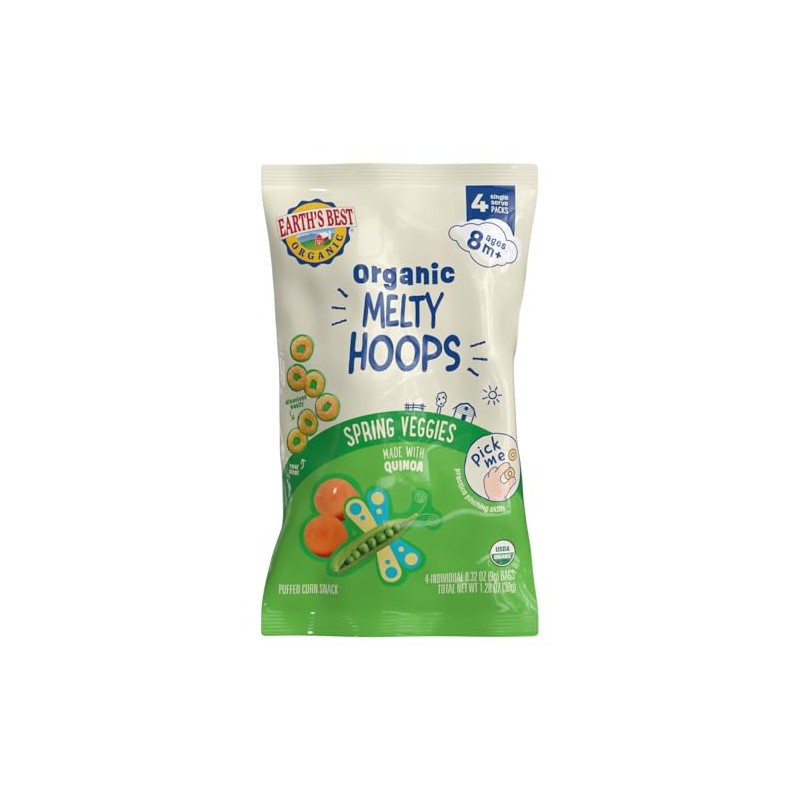 Earth's Best Organic Melty Hoops Spring Veggies, 4 Ct Multipack,