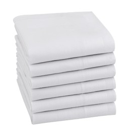 HOULIFE Mens Handkerchiefs - Ladies Handkerchief, Solid Colour Hankerchiefs, 100% 60S Cotton Soft Hankies for Dad Grandad Women Wedding, 40x40cm/16x16’’ (White, 6 Pieces)