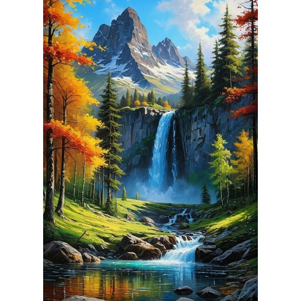 Diamond Painting Kits for Adults, 5D DIY Mountain and Waterfall
