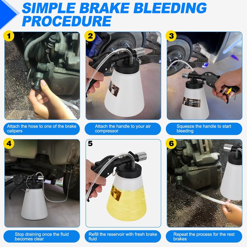 GOOACC Vacuum Brake Bleeder Kit 1L Pneumatic Brake Fluid Bleeder