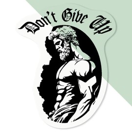 4 x 'Don't Give Up with Muscular Man' Clear Sticker Decals – Waterproof Film for Windows, Cars, Walls & Crafts, Small (50mm) (DC00140304)