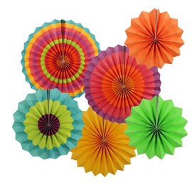 Happium 6 Pcs Paper Fans Set Assorted Colors Hanging Decorations Paper Garlands Ceiling Wall Decor Party Supply Photo Back Drop for Birthday Wedding Graduation Events Accessories Multicolour