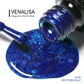 V VENALISA VENALISA Gel Nail Polish, 12ml Deep Pearly Blue Color Soak Off UV LED Nail Gel Polish Nail Art Starter Manicure Salon DIY at Home, 0.43 OZ