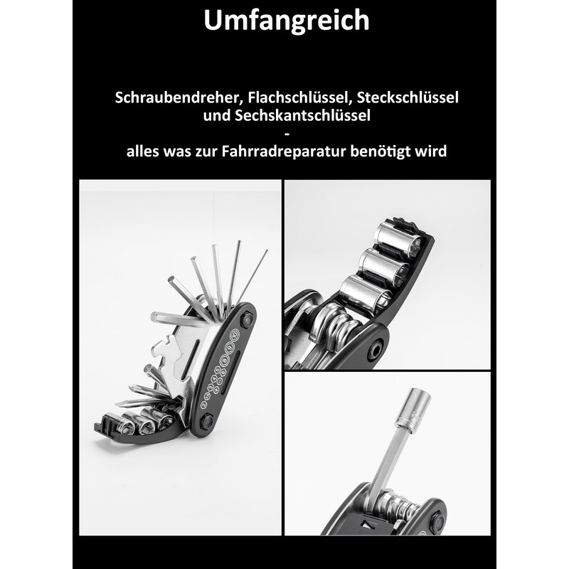 FixAmRad Bicycle Multifunction Tool 16-in-1 Folding Mini Repair Kit with