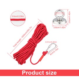 FINELYCR 36 mm Magnetic Fishing Magnet, Pack of 2 Neodymium Magnets, 46 kg Load Capacity, Magnetic Hook with Eyelet, Magnetic Fishing for Lifting, Camping, Salvage