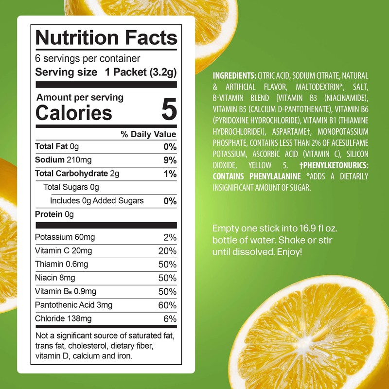 PeakH20 Electrolytes Powder Hydration Packets | Lemon Lime | 72