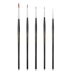 Kolinsky Sable Miniature Paint Brushes, 5pcs Professional Detail Fine Paint Brushes for Art Painting, Citadel, Vallejo, DND, Models - Sable Brushes for Watercolor, Gouache, Size #5/0, #2/0, #0, #1, #3