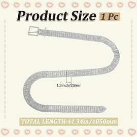 CABODYALS 41.34 Inch Silver Rhinestone Square Buckle Belt Glitter Full Crystal 5 Row Waist Chains Shiny Alloy Sparkle Jewelry Wide Belts for Women Coat Overcoat Decor Party Wedding Daily Wear Summer