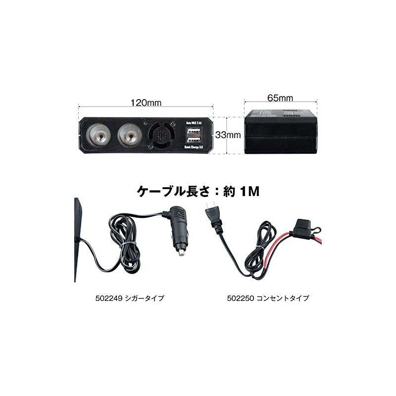 Jet Inoue 502250 DC Converter Socket with USB Outlet Type