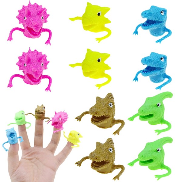 XPEX Pack of 10 Dinosaur Mini Hands Finger Puppets, Finger