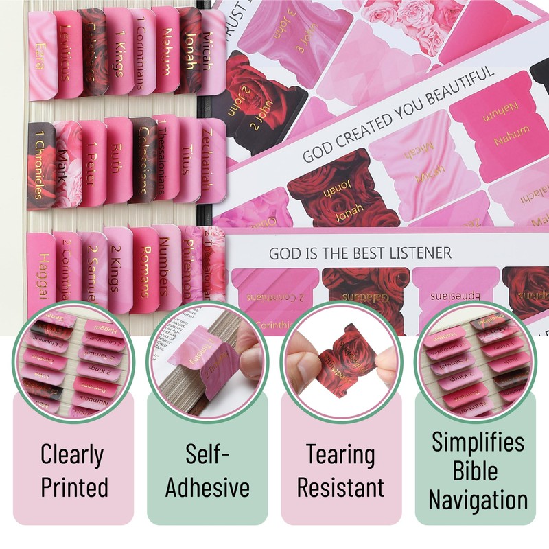 Mr. Pen- Bible Tabs, 75 pcs, Rose Elegance, Gold Foil