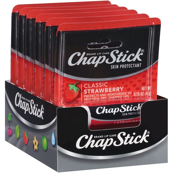 ChapStick Classic Skin Protectant (Strawberry, 0.15 Ounce Stick ,24 Count (Pack of 1)