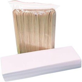 100 pre cut non-woven wax strips and 100 large wooden body waxing sticks professional quality strips and depilatory sticks for applying and hair removal kit
