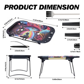 Decorative Tray Metal Tray Set Includes Foldable Stand and Accessories,Multi-Functional Large Tray with Cool Pattern,11.9"x6.5"